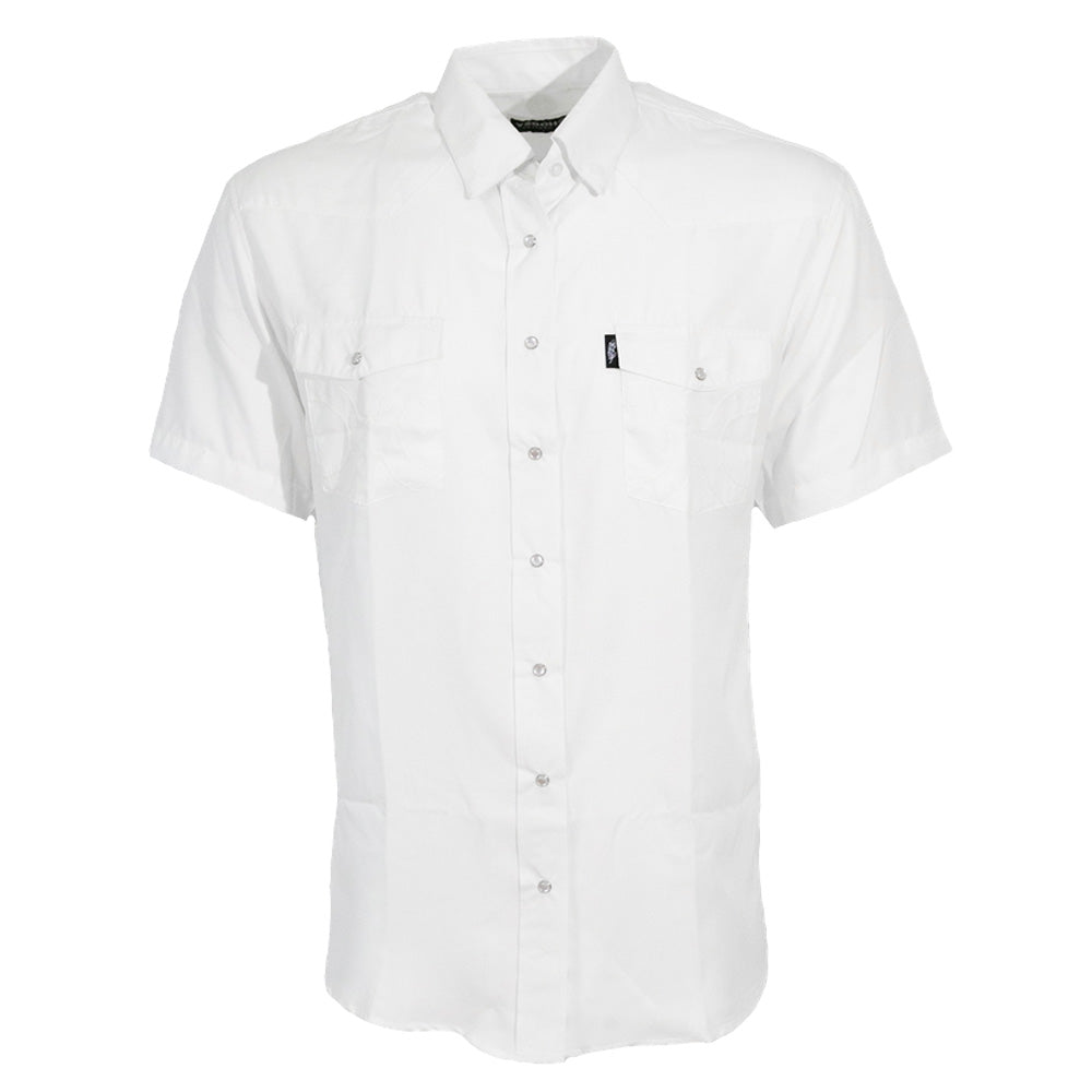 "Sol" Short Sleeve Pearl Snap Shirt White