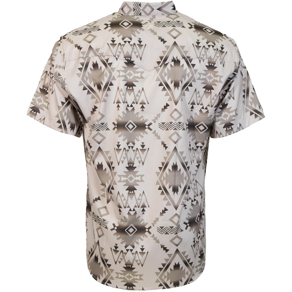 "Sol" Short Sleeve Pearl Snap Shirt Tan/Aztec