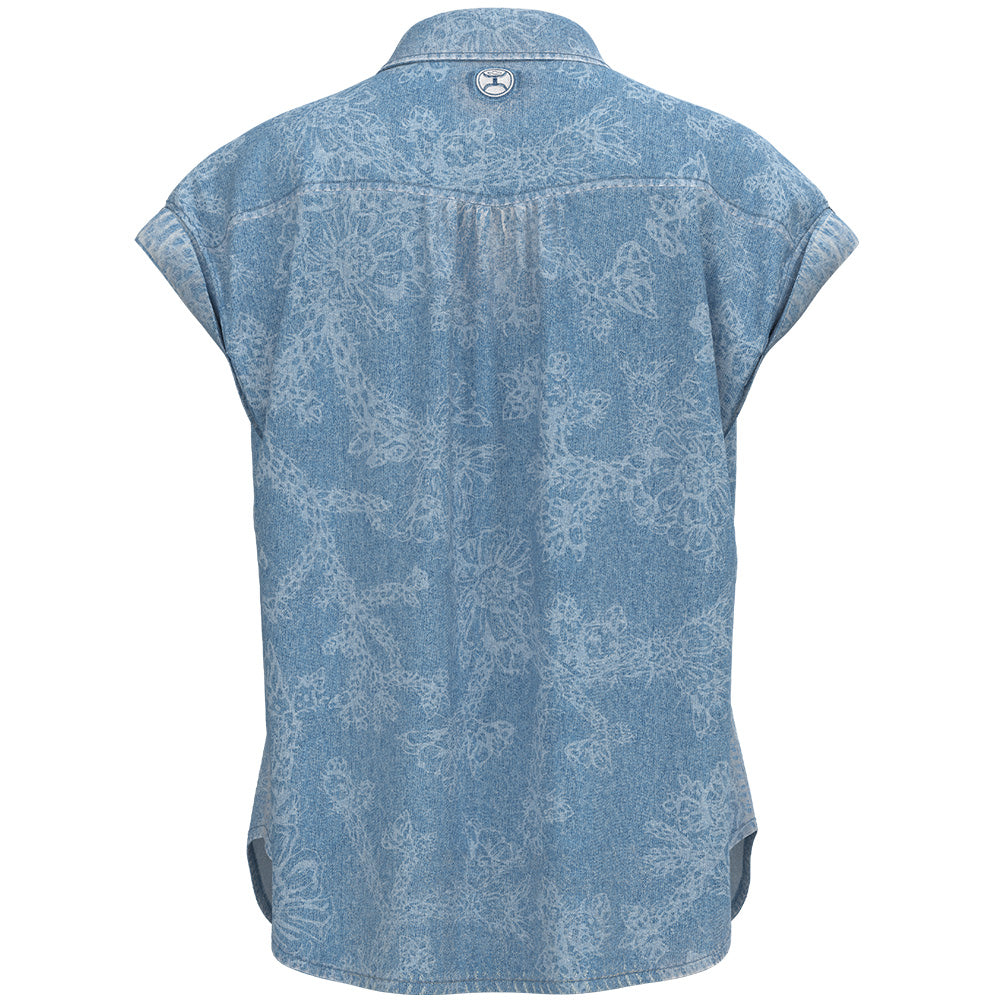 "Darlin' " Denim/Floral Ladies Chambray Short Sleeve