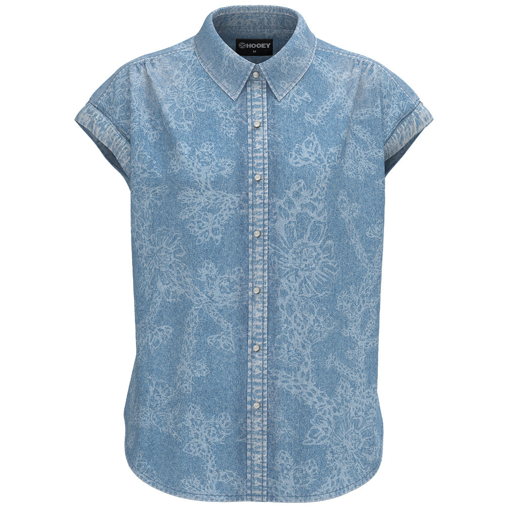 "Darlin' " Denim/Floral Ladies Chambray Short Sleeve