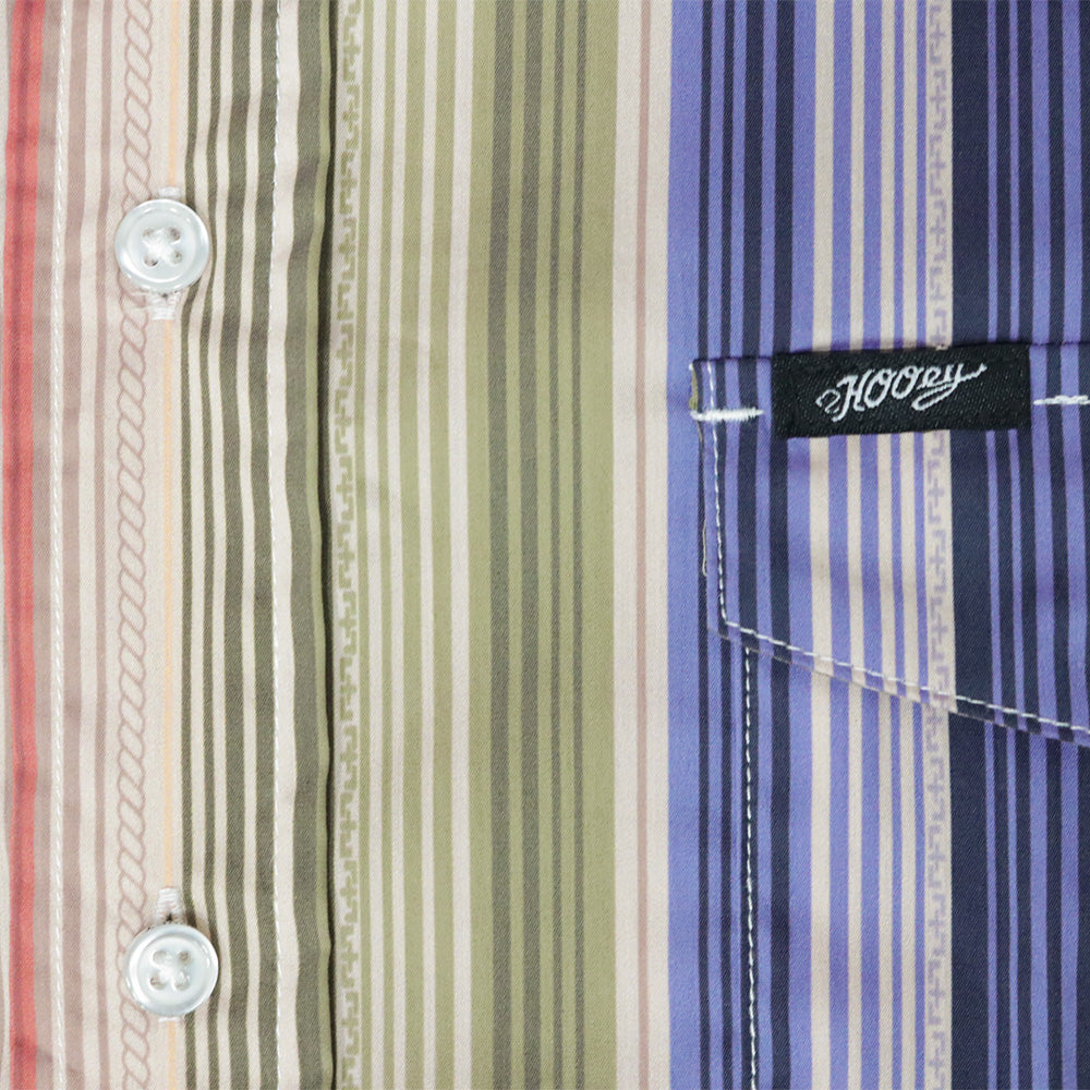 "Maverick" Short Sleeve Button Up Shirt Tan/Multi-color Stripes