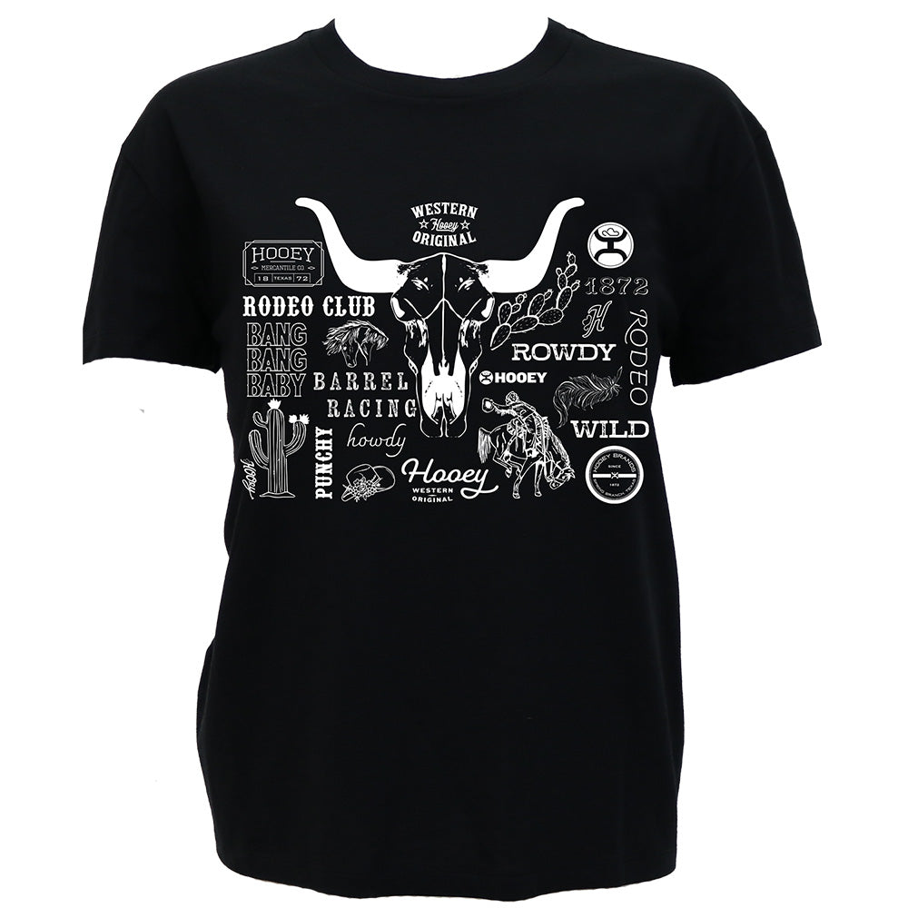"Round Up" T-shirt Black w/White Rodeo Logo