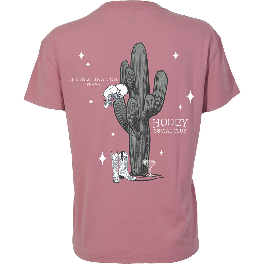 "Social Club" T-shirt Pink w/Grey & White Cactus
