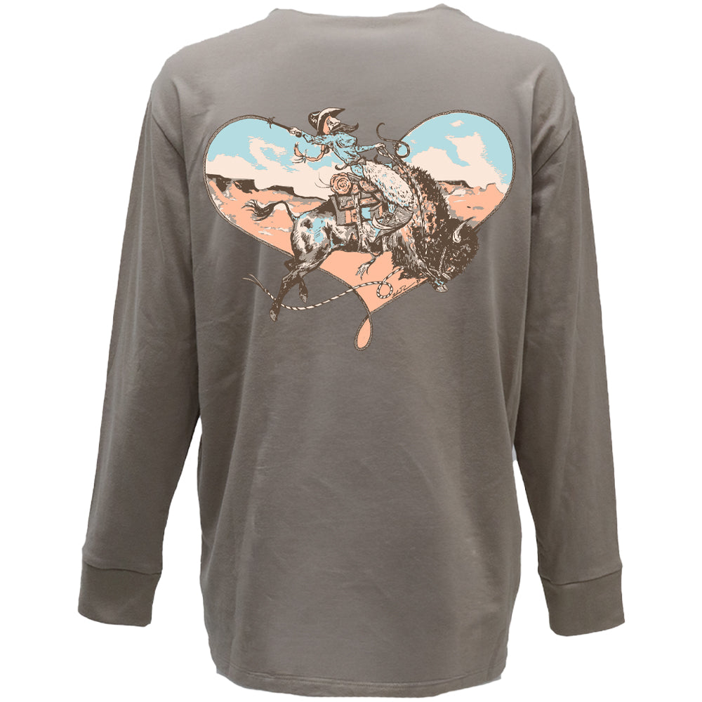 Buffalo Heart Long Sleeve T-shirt Tan