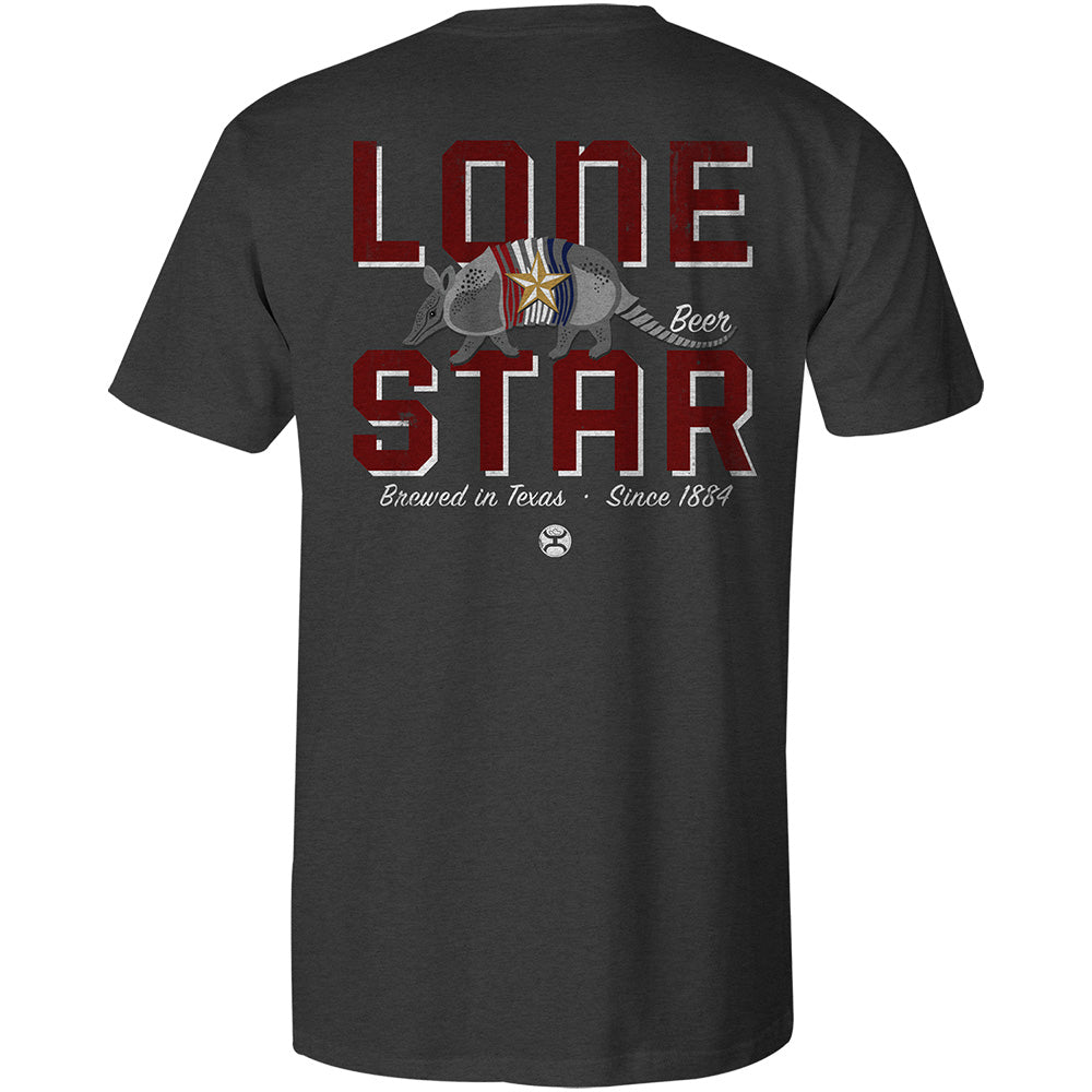 "Lone Star" Dark Grey Pocket Tee w/ Armadillo Logo on Back