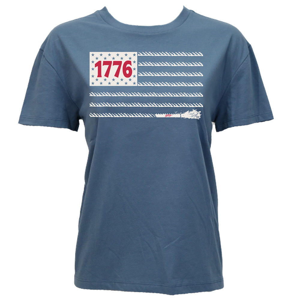"1776" T-shirt Denim Blue w/ White & Red Flag