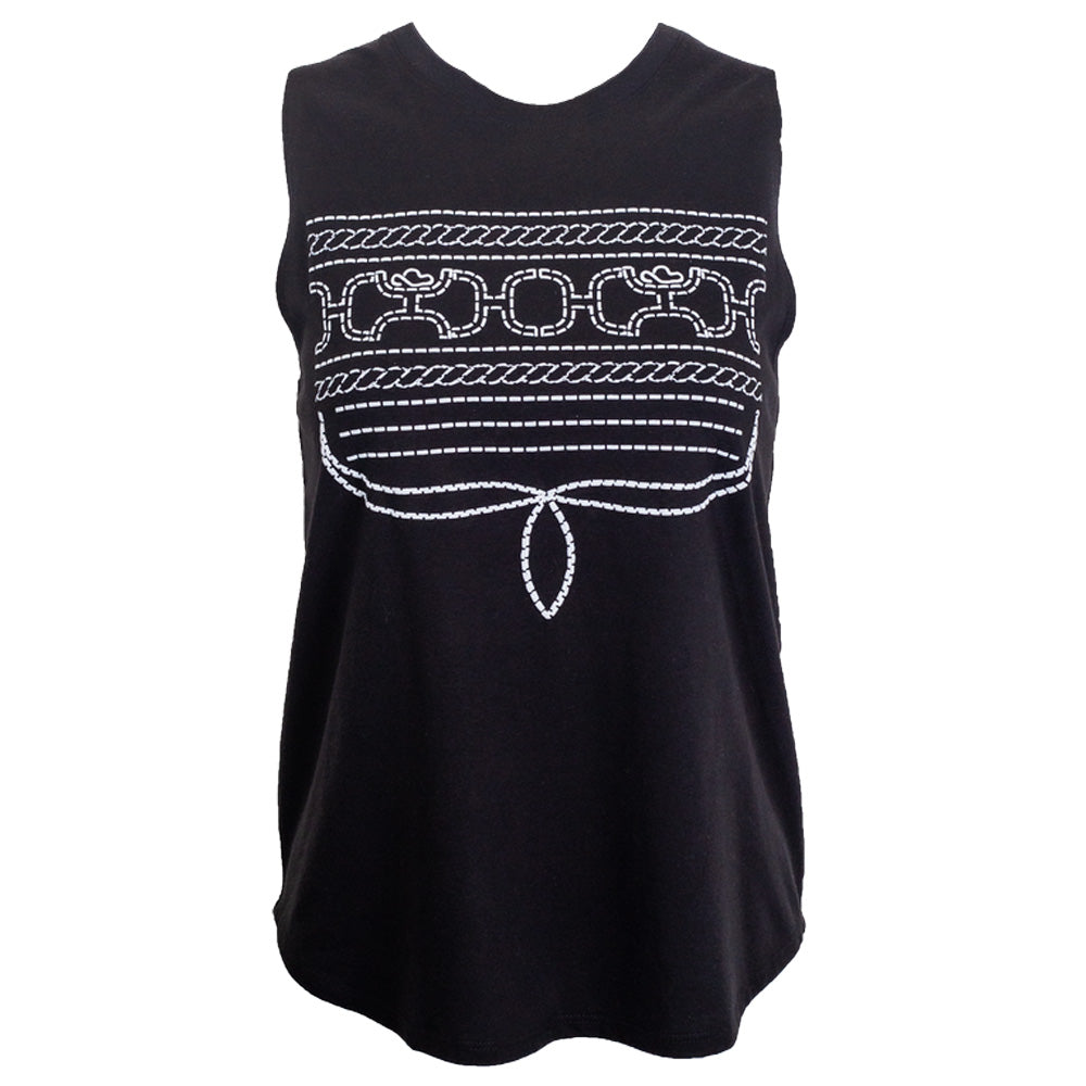 "Leona" Tank Black w/ White Stitching