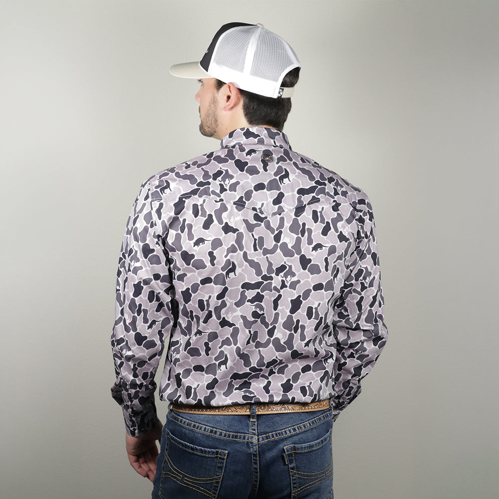 Maverick Long Sleeve Button Up Shirt Grey/Camo