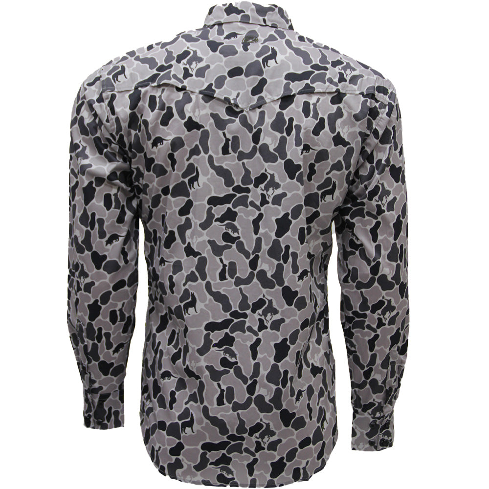 Maverick Long Sleeve Button Up Shirt Grey/Camo