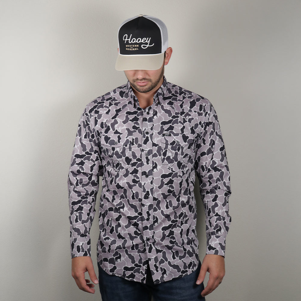 Maverick Long Sleeve Button Up Shirt Grey/Camo