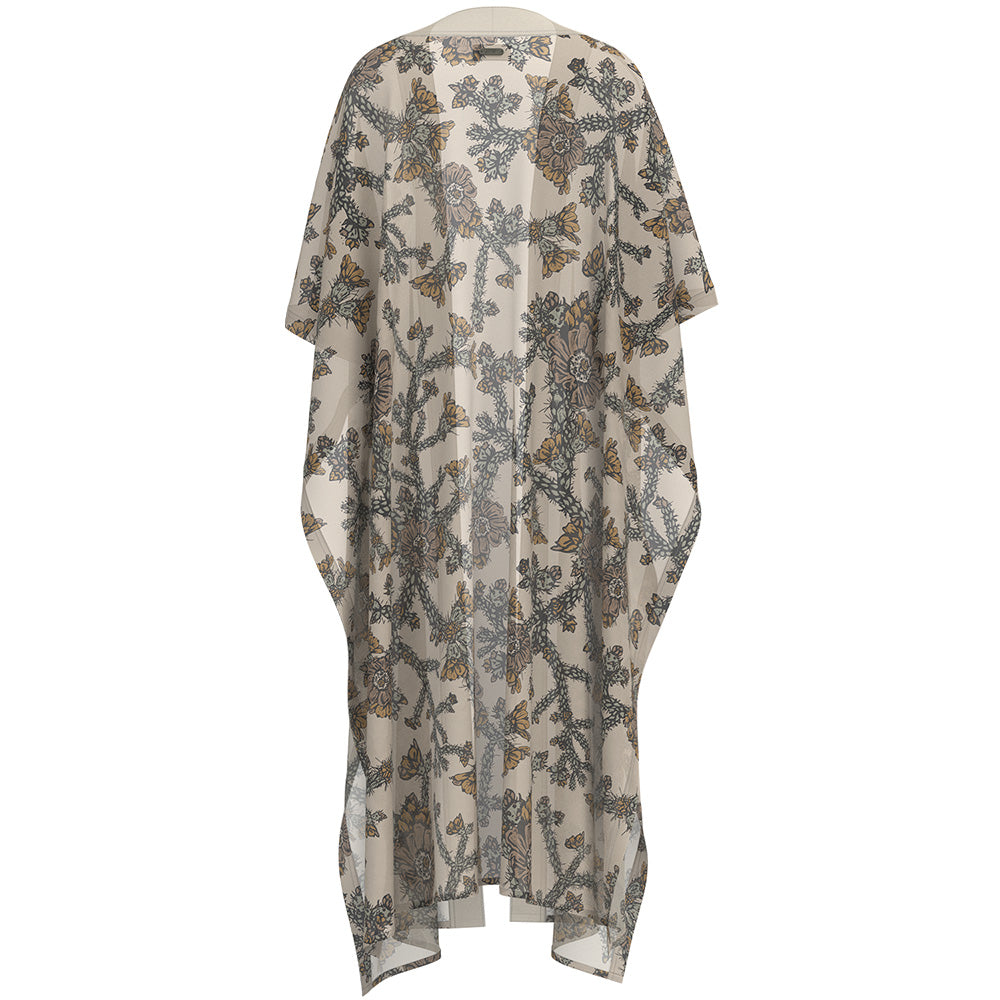 Ladies Kimono Grey/Cream Cactus Floral Print