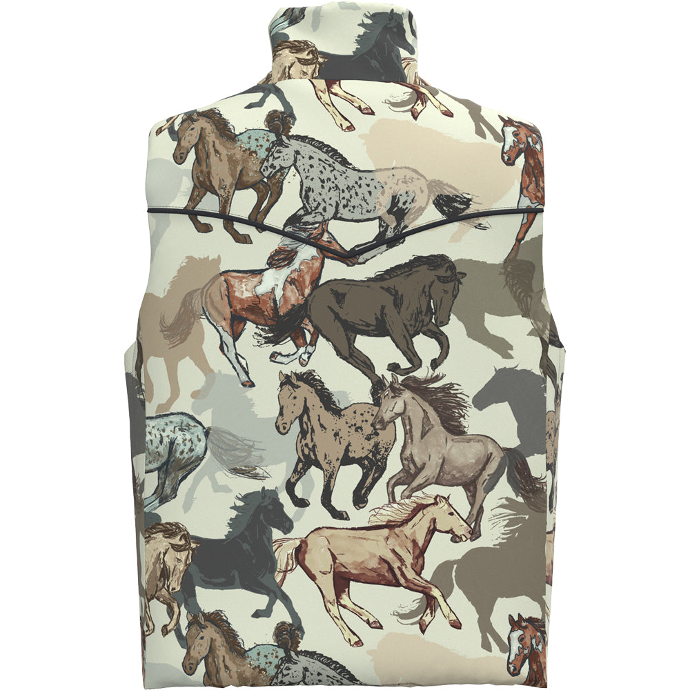 Cassidy Reversible Puffer Vest Dark Charcoal/Horse Print