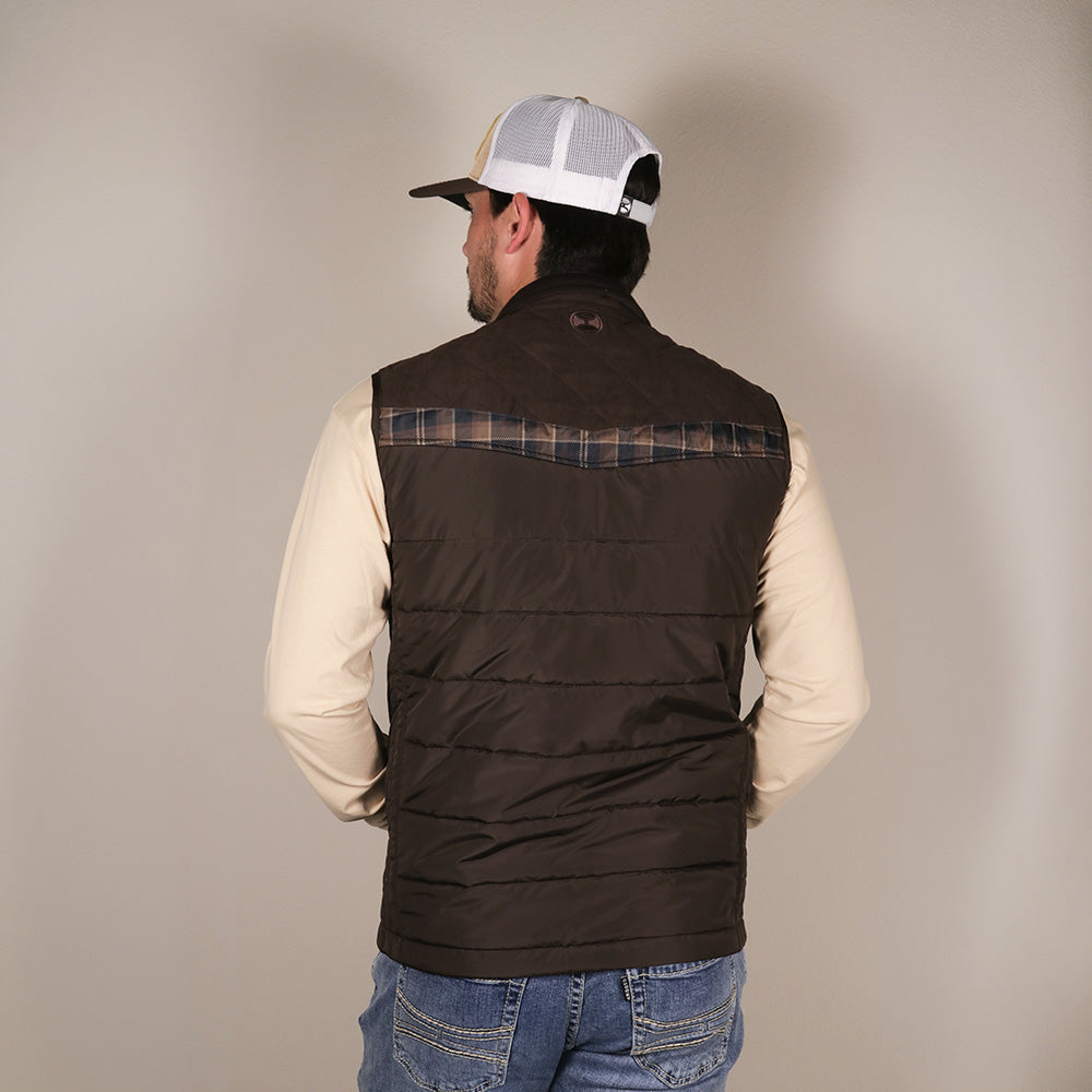 Banff Puffer Vest Dark Brown w/Plaid