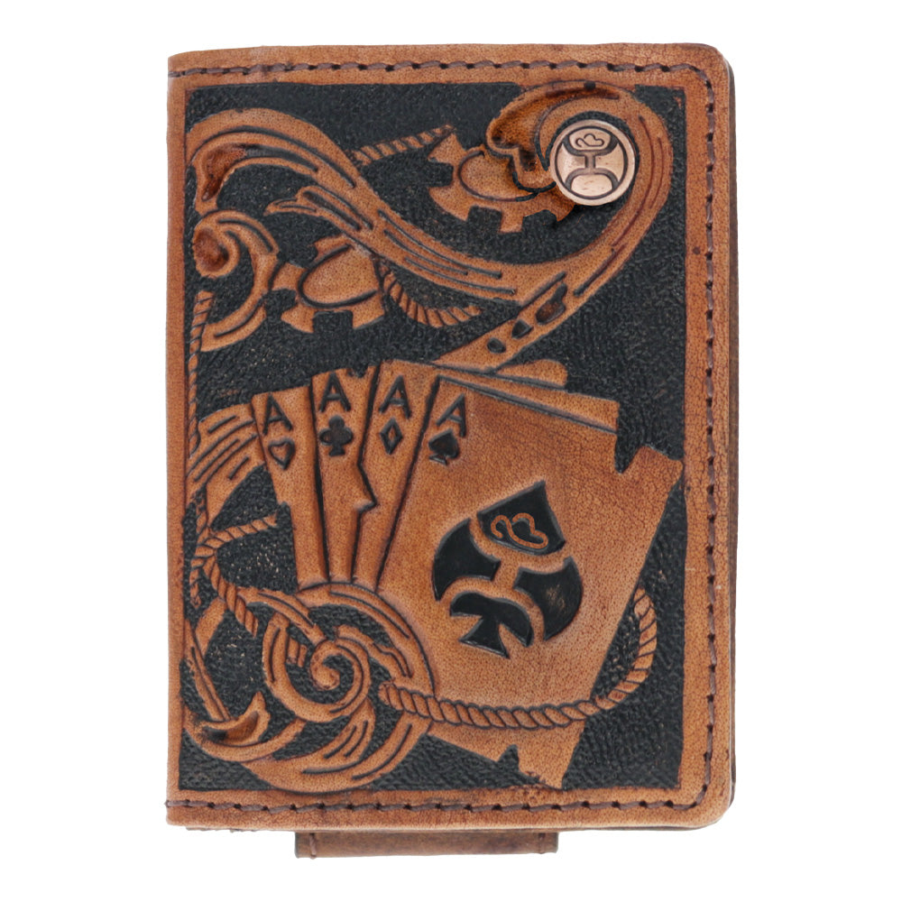 Gambler Bifold Money Clip Tan Card Embossed