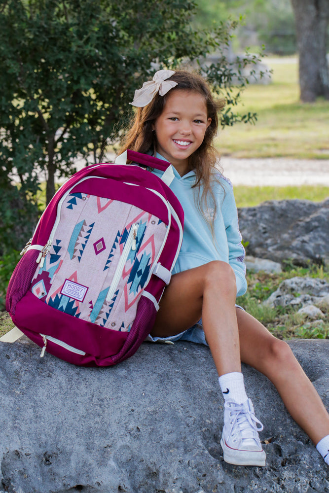 "Rockstar" Backpack Cream & Burgundy Aztec
