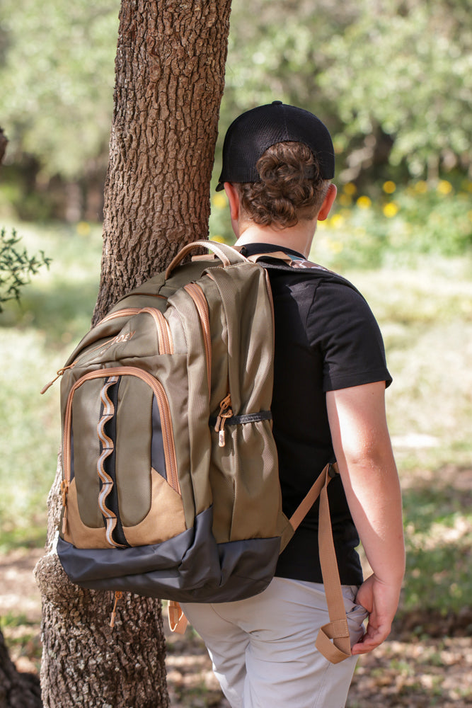 "Ox" Hooey Backpack Green & Tan w/Camo