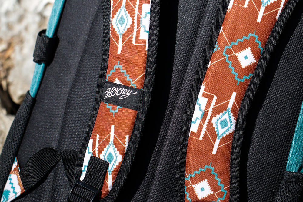 "Rockstar" Backpack Teal/Rust Aztec