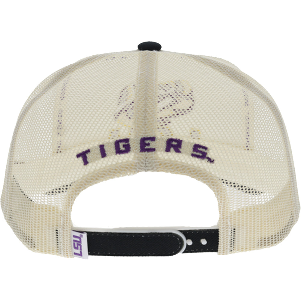 Louisiana State University 5-Panel Trucker Snapback Hat Cream/Black