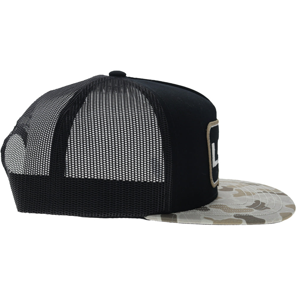 Louisiana State University 5-Panel Trucker Snapback Hat Black/Camo