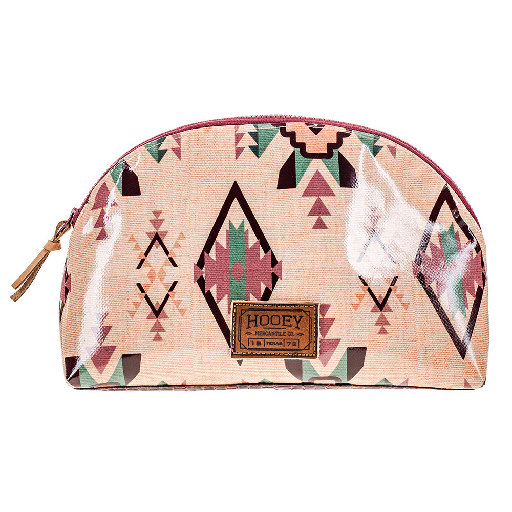 "Nomad" Pink w/ Burgundy Aztec Large Accessory Bag