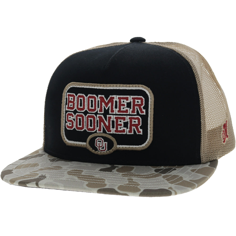 University of Oklahoma 5-Panel Trucker Snapback Hat Black/Camo