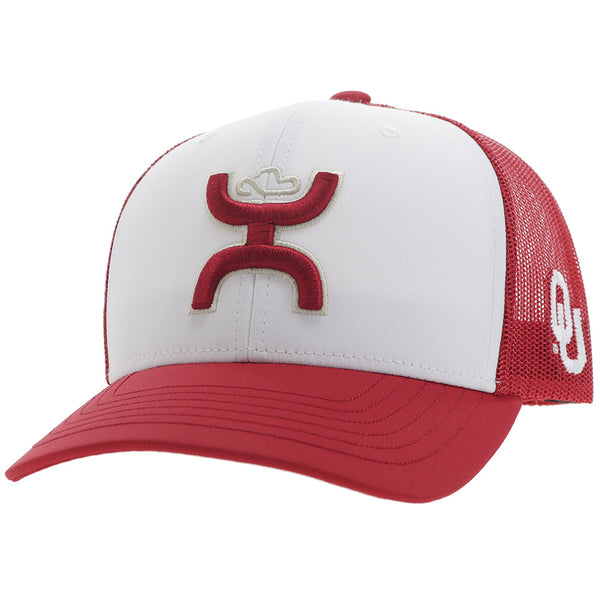 red and white Oklahoma University x Hooey hat 