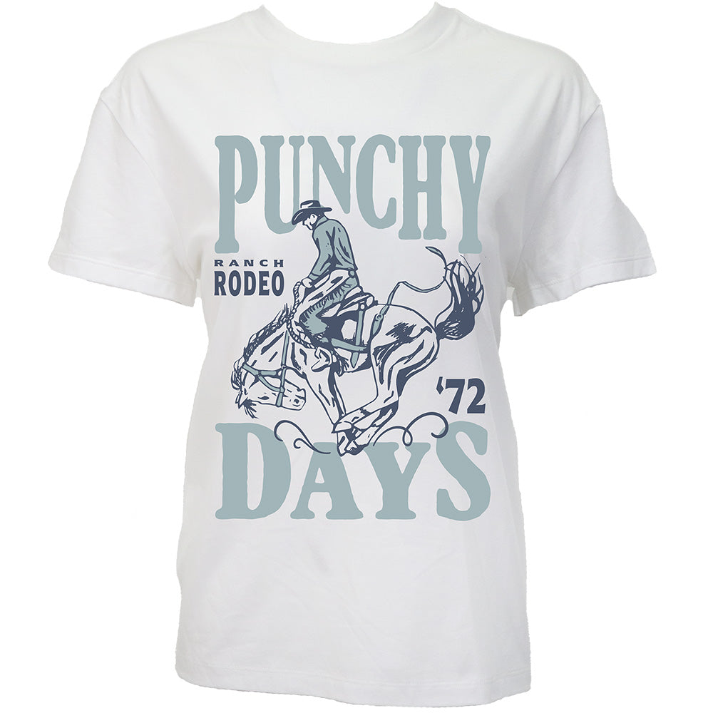 "Punchy Days" T-shirt White w/Blue Logo