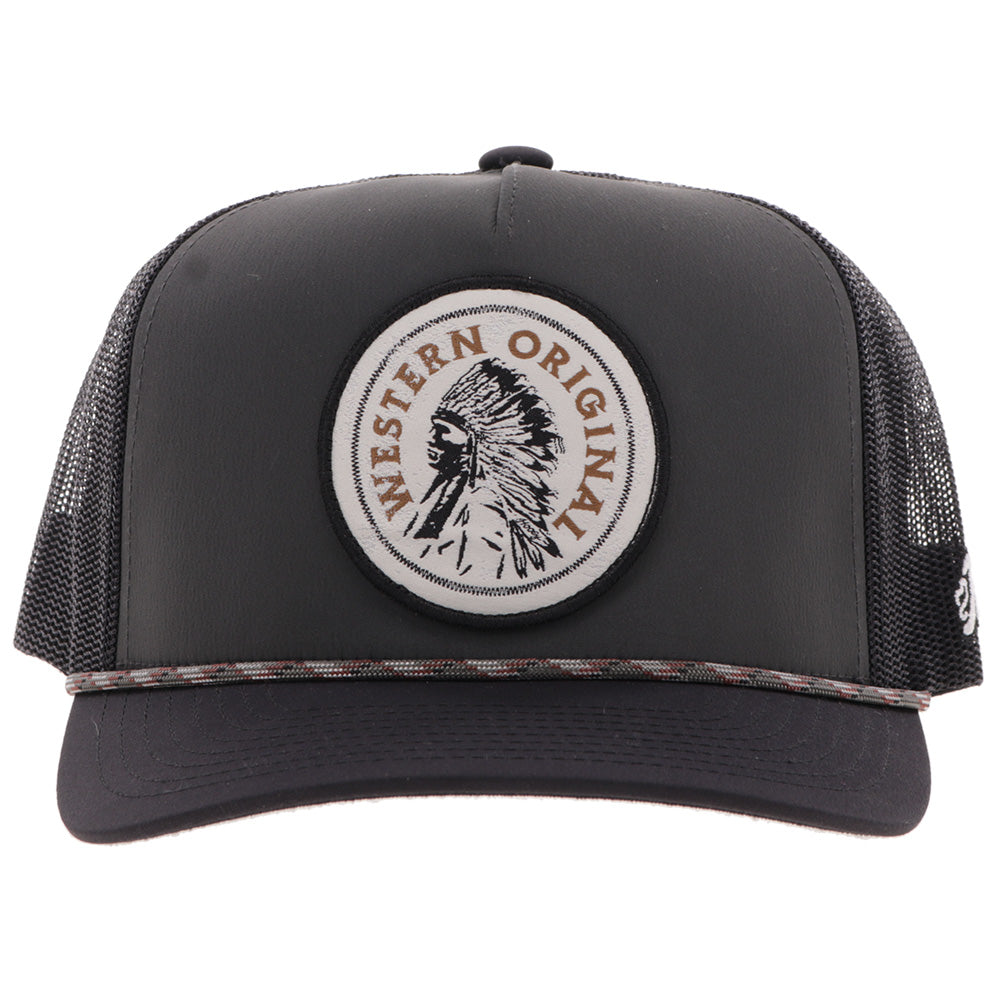 "Quanah" Hat Charcoal/Black w/Black & White Circle Patch