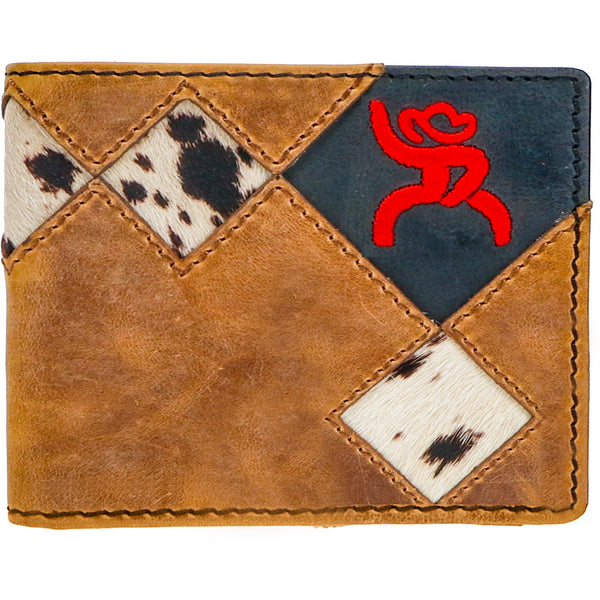 natural leather wallet with cowhide inlay