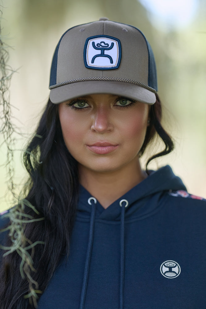 Zenith 6-Panel Trucker Snapback Hat Tan/Navy