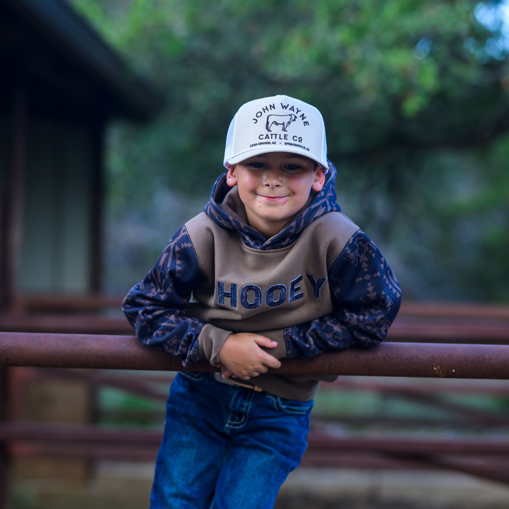 Youth "Legendary Hoody" Brown w/Aztec on Sleeves