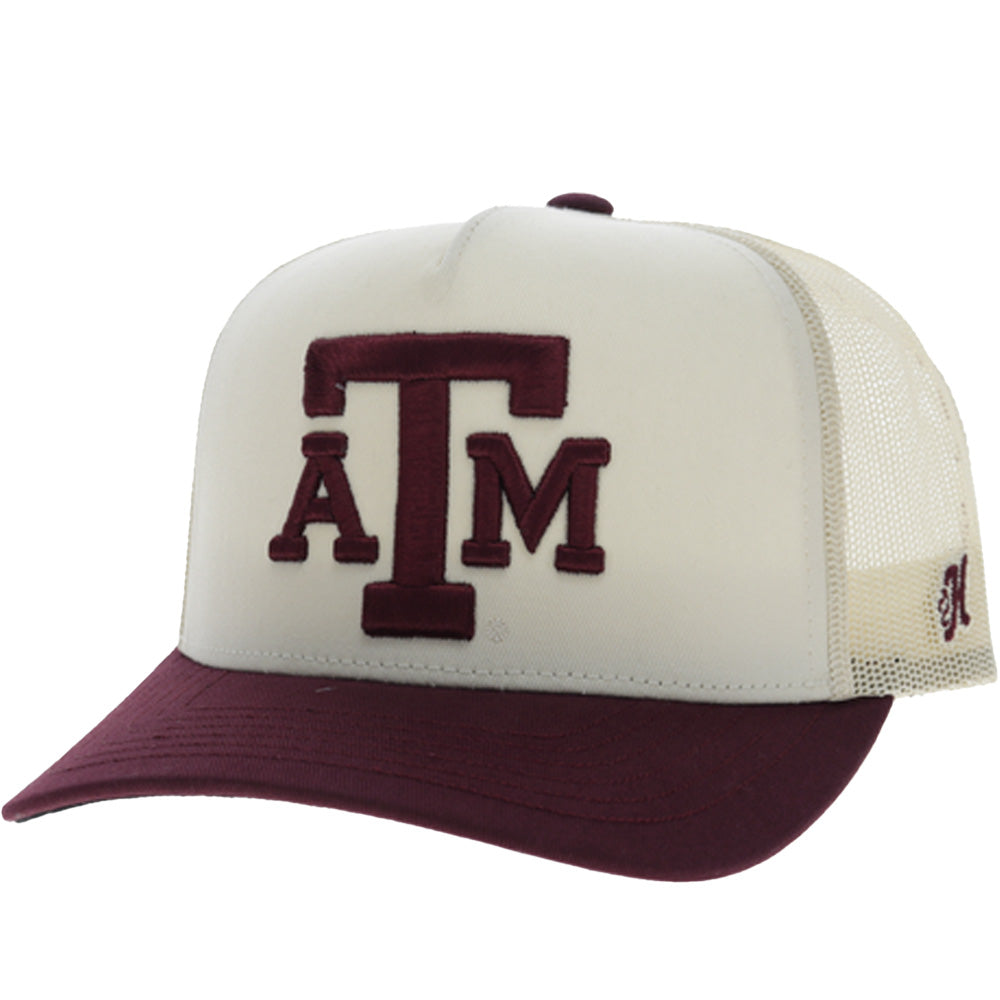 Texas A&M 5-Panel Trucker Snapback Hat Cream/Maroon