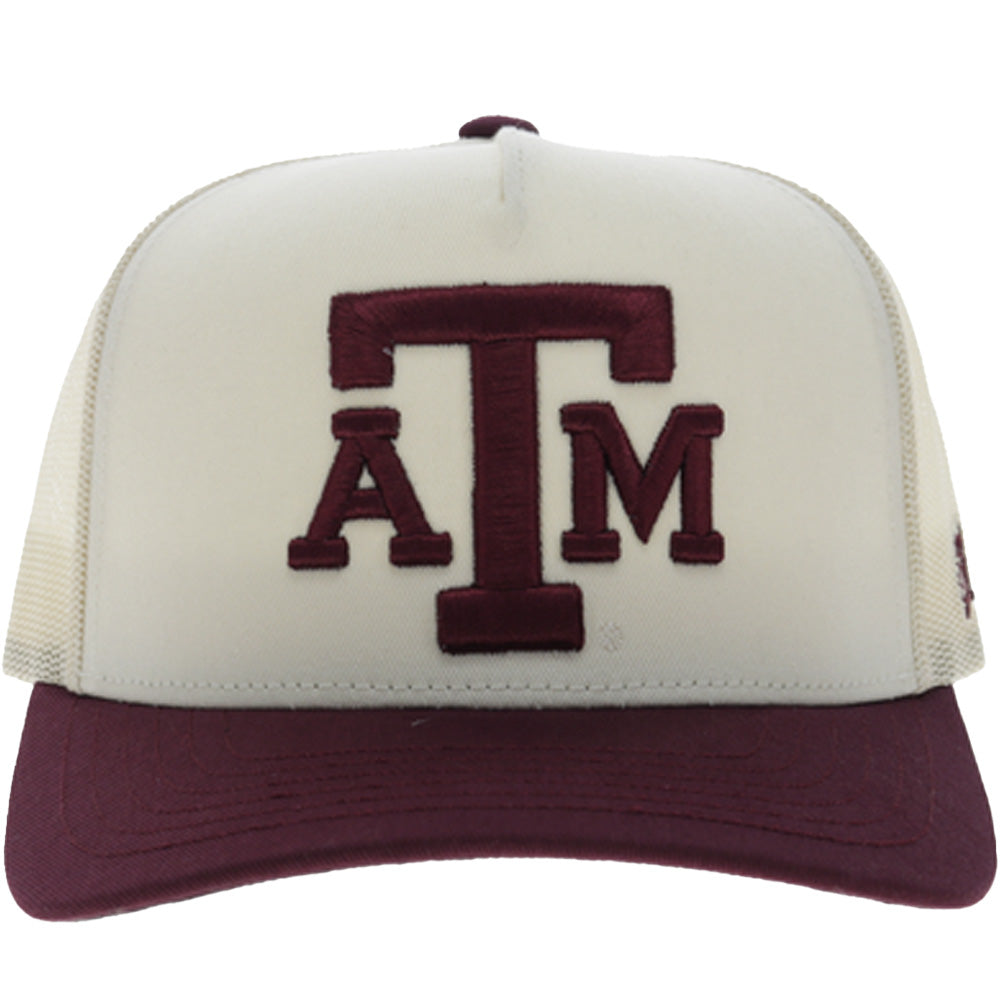 Texas A&M 5-Panel Trucker Snapback Hat Cream/Maroon