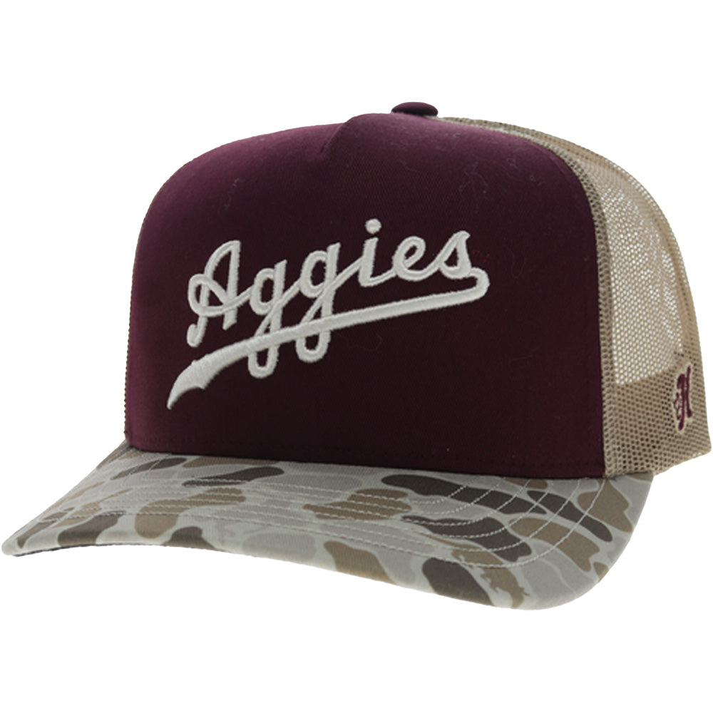 Texas A&M 5-Panel Trucker Snapback Hat Maroon/Camo