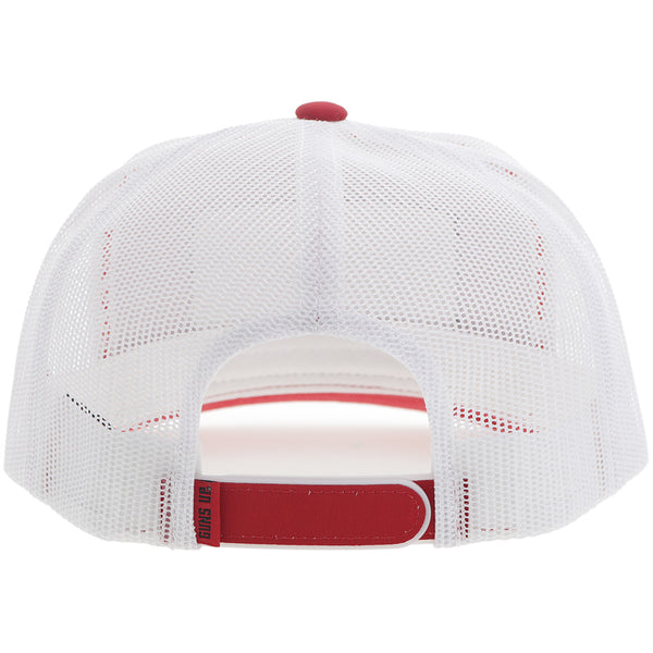 back of red and white Hooey x Texas Tech hat