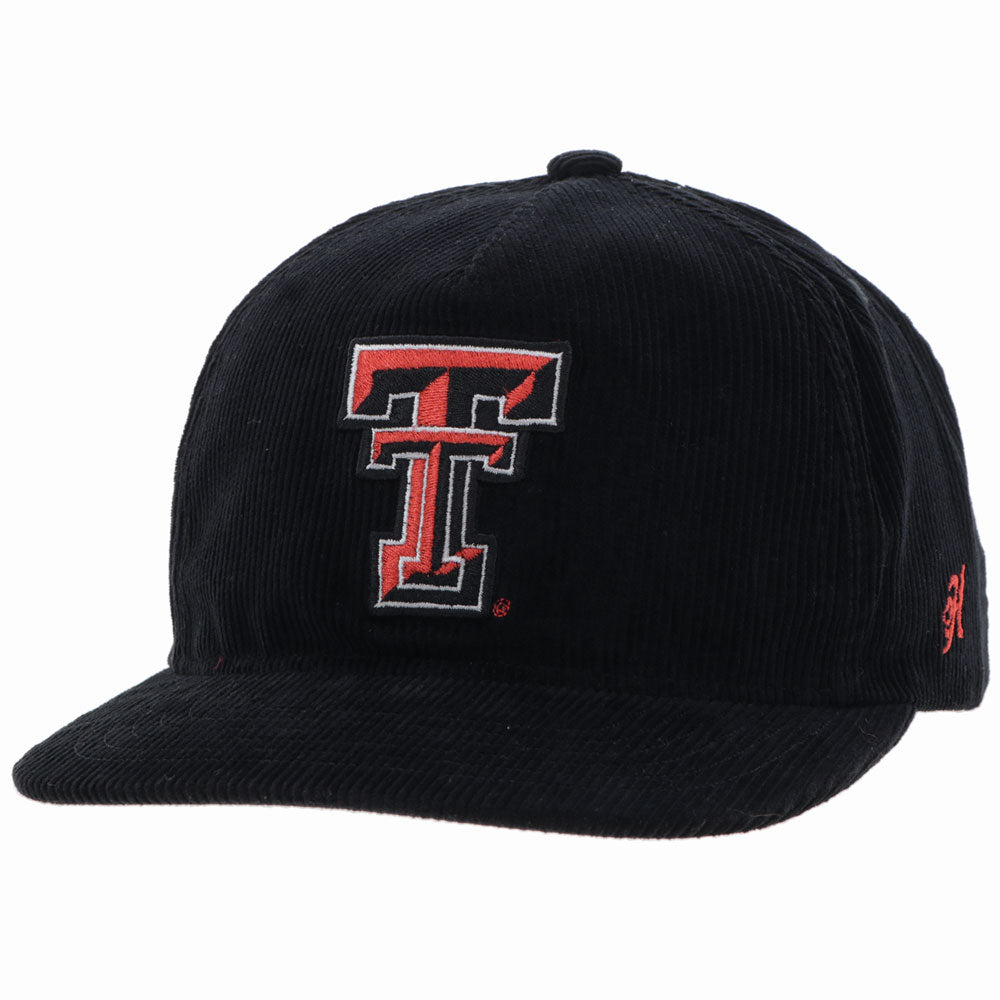 Texas Tech Hat Black Corduroy w/Red/Black TT Logo
