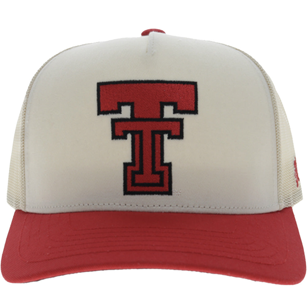 Texas Tech 5-Panel Trucker Snapback Hat Cream/Red