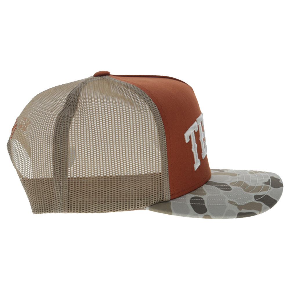University Of Texas 5-Panel Trucker Snapback Hat Orange/Camo