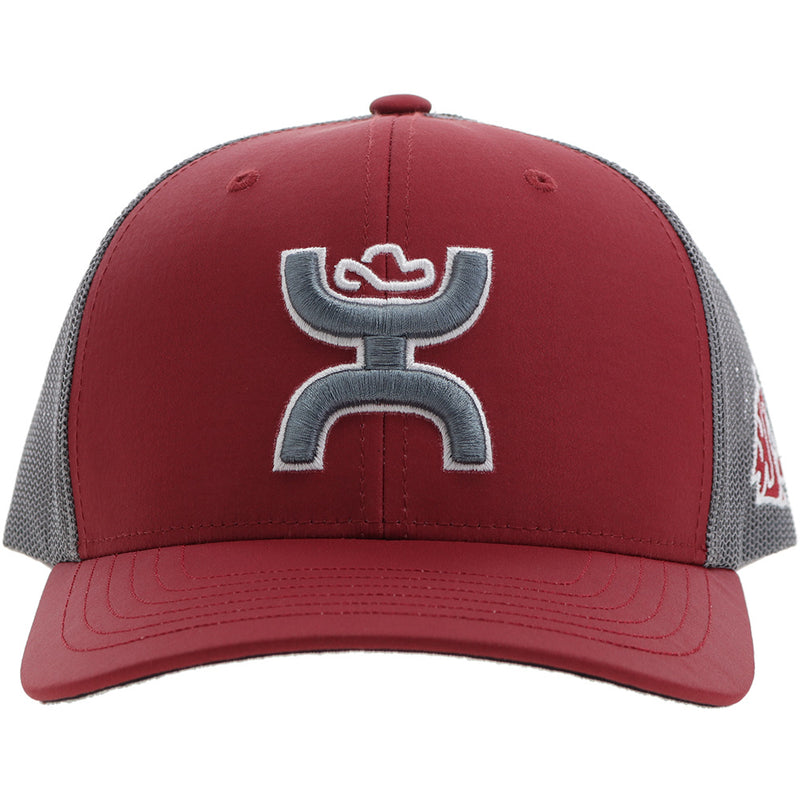 front of burgundy and grey Hooey hat