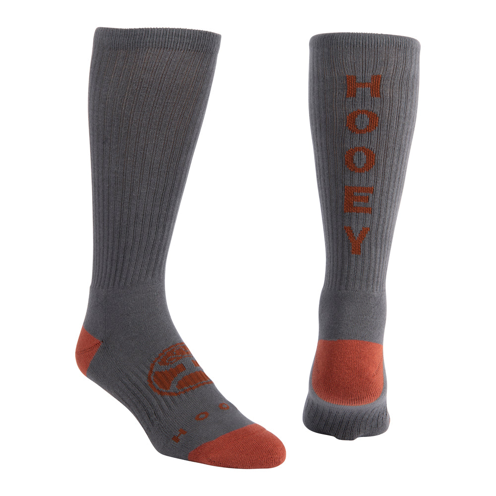Hooey Athletic Boot Sock 2-Pack Charcoal /Henna