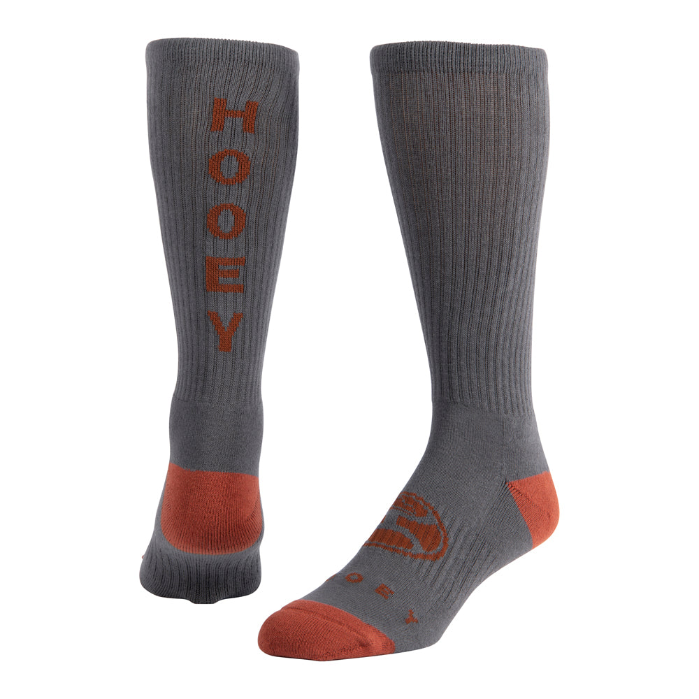 Hooey Athletic Boot Sock 2-Pack Charcoal /Henna