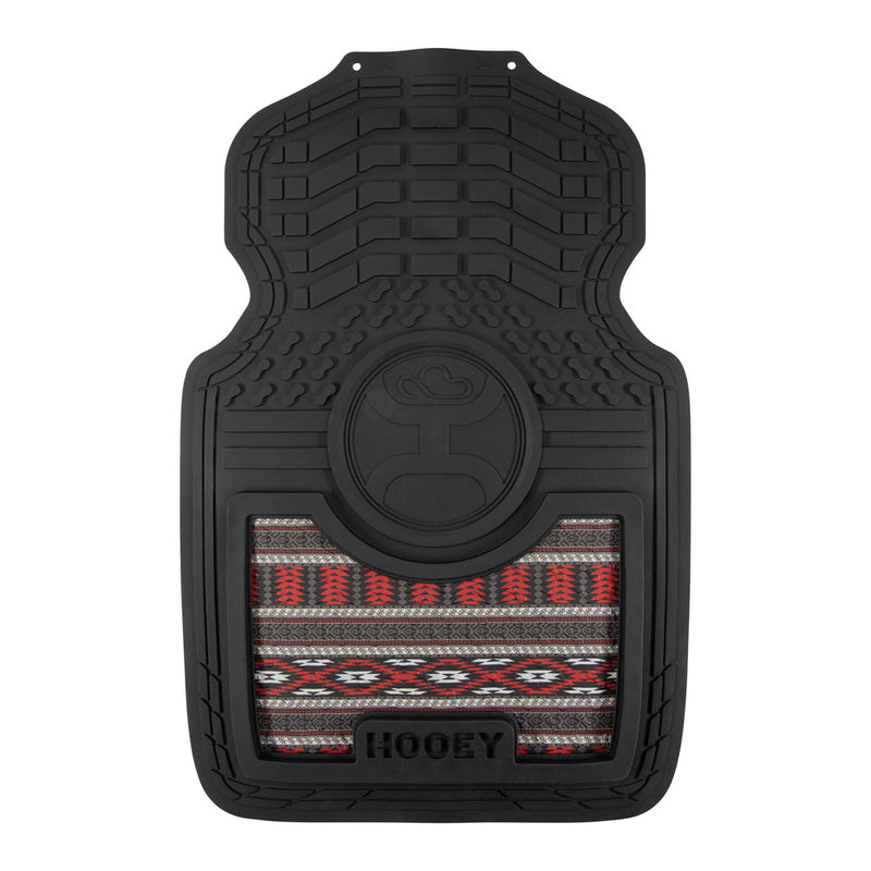 black with red and grey multi pattern auto floor mat