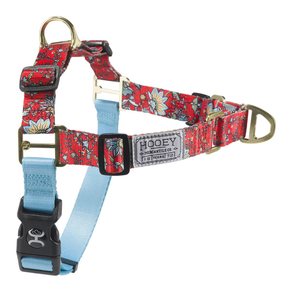 Left side view of the western floral pet walking harness