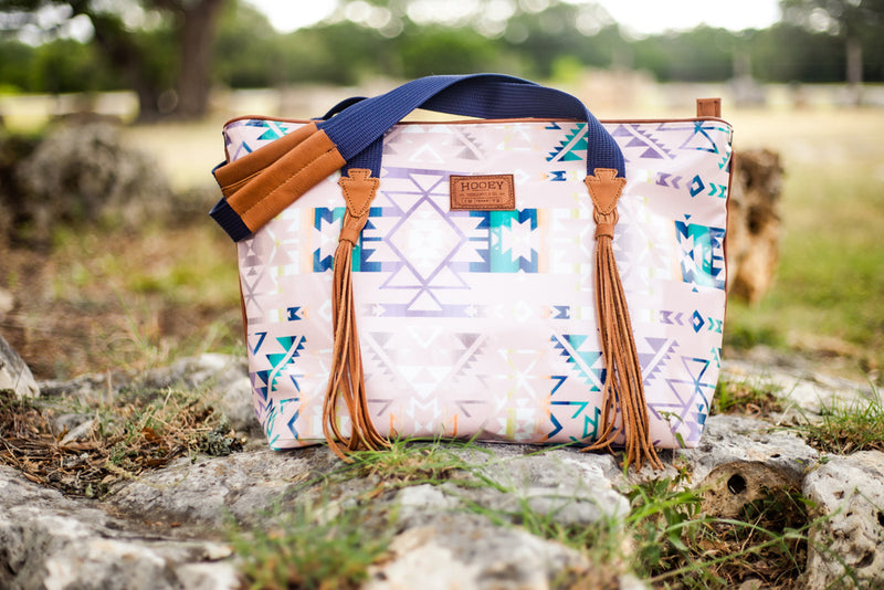 Pink and blue aztec pattern xl tote