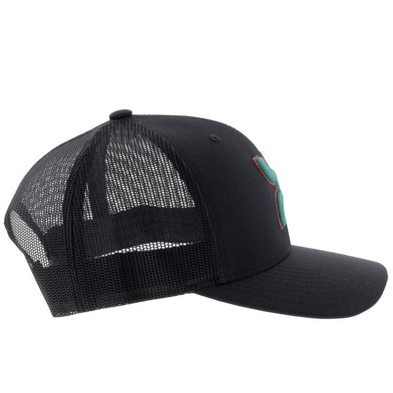 right side view of the Youth Sterling black on black hat