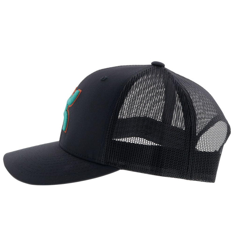left side view of the Youth Sterling black on black hat