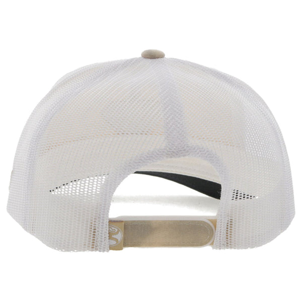 back view of the RLAG cream hat with white mesh