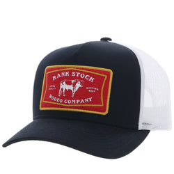 Youth Rank Stock black and white hat with red and yellow patch