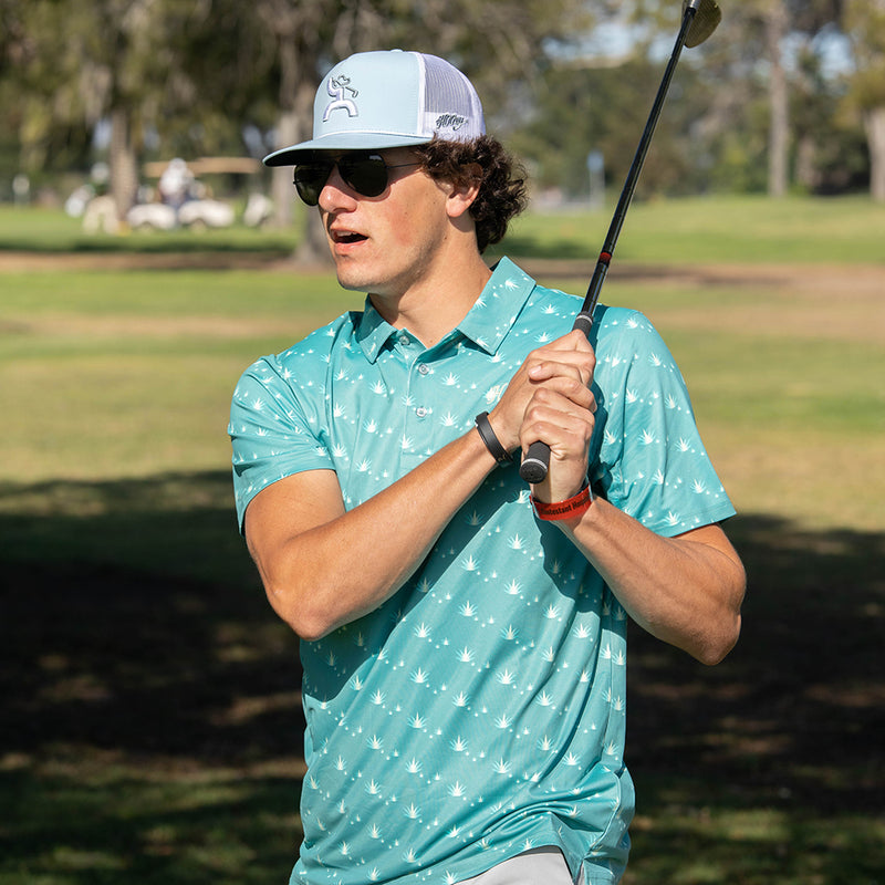 "The Weekender" Teal w/Agave Leaf Pattern Polo