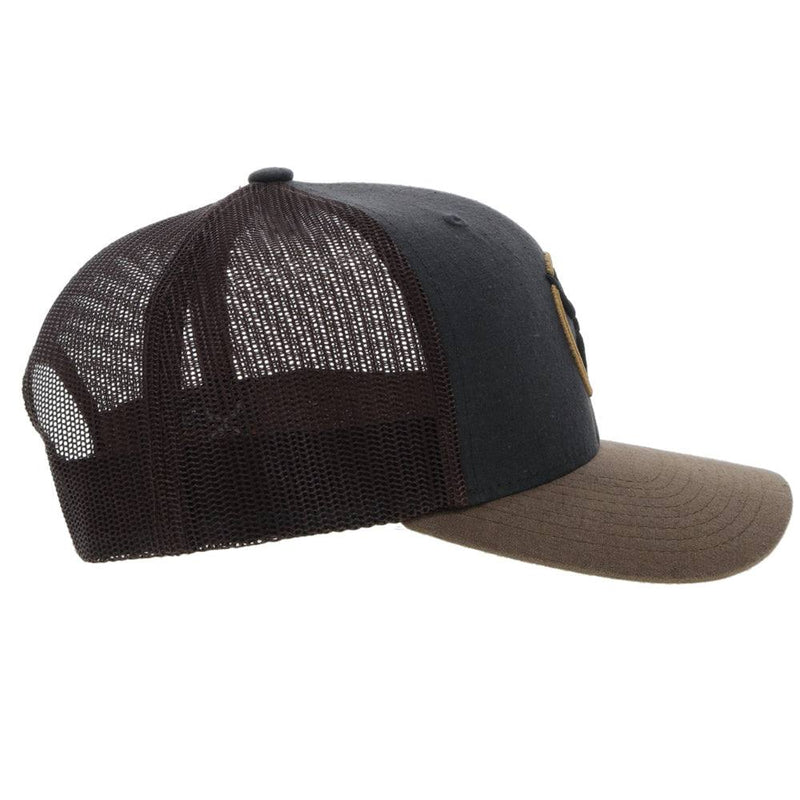 "Strap" Charcoal/ Brown w/Roughy Circle Patch Hat
